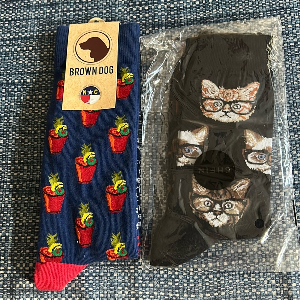 Bloody Mary socks and Cat socks NWT